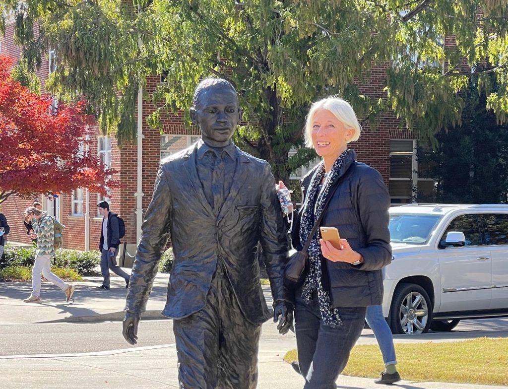 Professor Dagmar Herzog--from the Graduate Center of the City University of New York--tours campus prior to giving the 60th annual Christopher J. Longest Lecture in Modern Languages